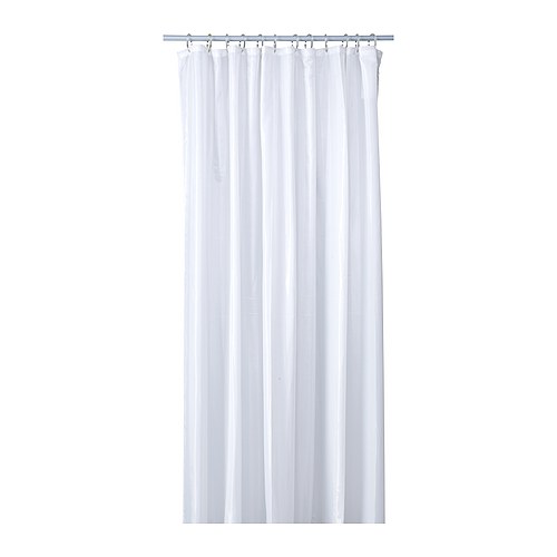 SALTGRUND Cortina de duche IKEA O poliéster tecido em ambos os lados faz com que a cortina caia bem e tenha um padrão decorativo nos dois lados. 