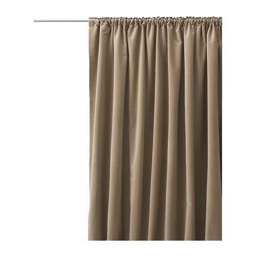 SANELA Cortinado, par IKEA Material denso; reduz o som, a luz solar e limita a visibilidade.  Veludo de algodão; cortinado com brilho extra. 