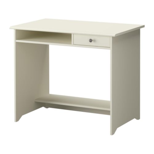 SMÅDAL Secretária IKEA Poupa espaço no tampo; mantenha o teclado e o rato na prateleira abaixo do tampo quando estes não estiverem em utilização. 