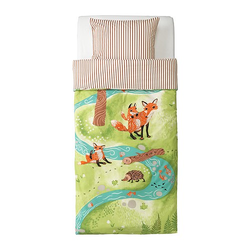 VANDRING RÄV Capa de edredão e fronha IKEA Algodão, suave e agradável para a pele do seu filho. 