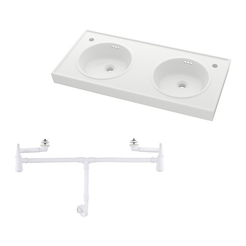 VITVIKEN Lavatório duplo IKEA Lavatório duplo; faz com que seja mais fácil a utilização de um lavatório por mais do que uma pessoa ao mesmo tempo. 