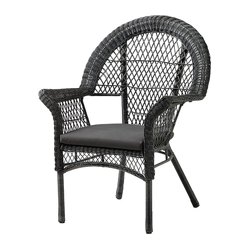LÄCKÖ Fotoliu cu protecție IKEA Ratan din plastic țesut manual; aspect similar cu ratanul natural, dar rezistent pentru uz exterior. 