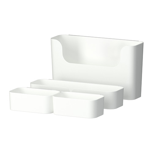 PLUGGIS Container cu şine, set 7 piese IKEA Suporturi din plastic pentru a fi folosite şi în zone cu umiditate crescută ca: bucătăria şi baia. 