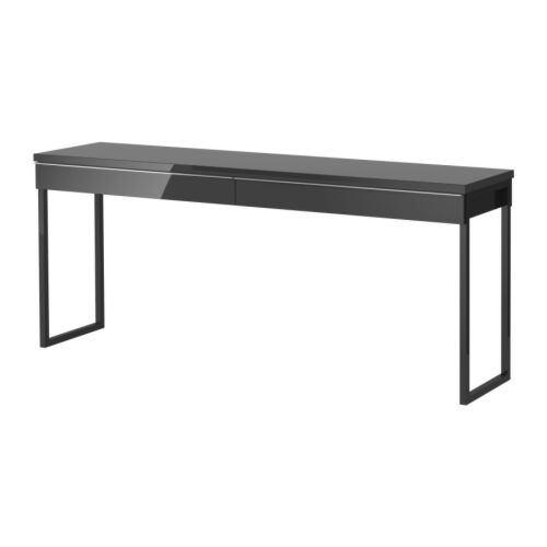 skrivbord, h�gglans svart best� burs