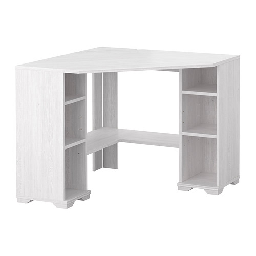 BORGSJÖ Hörnskrivbord IKEA Inbyggd organisering för sladdar och kablar; undangömt men nära till hands. 