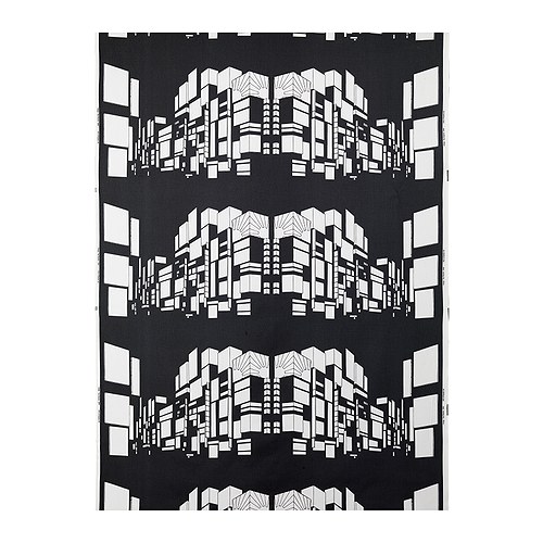 CHARLOTTA BLOCK Metervara, grå, vit Bredd: 150 cm Mönsterhöjd: 62 cm  