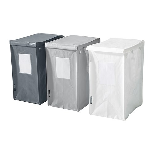 DIMPA Väska för källsortering IKEA Plastficka på sidan där en symbolisk bild kan placeras; gör det enklare att sortera rätt. 