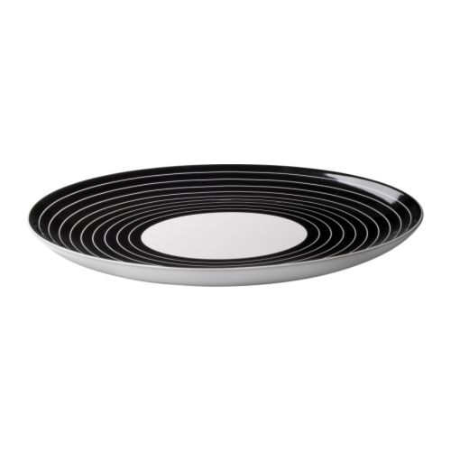 FÄRGRIK MELLAN Tallrik, vit, svart Diameter: 31 cm  
