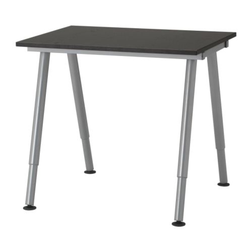 skrivbord, svartbrun, silverf�rgad galant