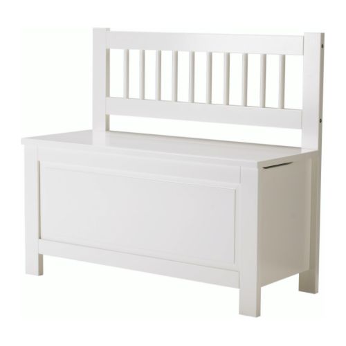 HEMNES Bänk med förvaring vit Bredd: 84 cm Djup: 35 cm Höjd: 75 cm Sitsbredd: 85 cm Sitsdjup: 33 cm Sitshöjd: 42 cm  