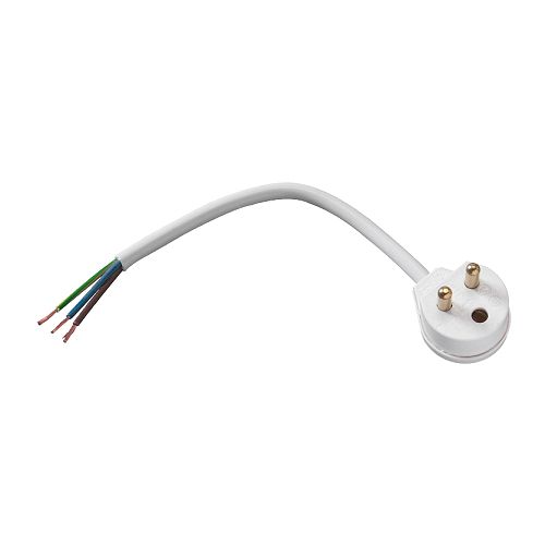 kronkontakt med kabel, jordad vit koppla