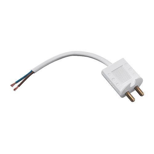 kronkontakt med kabel, ojordad vit koppla