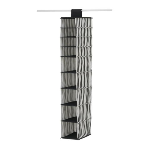 MÄLLA Förvaringsfack, svart, vit rand Bredd: 16 cm Djup: 35 cm Höjd: 110 cm  