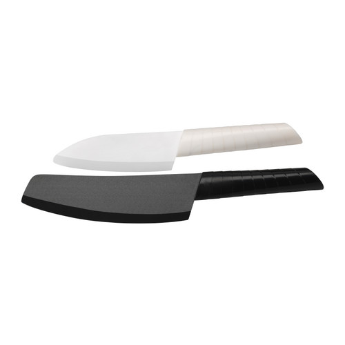 knivset 2 delar, svart, vit mussla