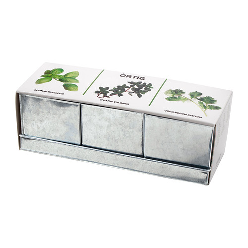 ÖRTIG Blandade köksörter 1 fat 3 krukor IKEA Innehåller allt du behöver för att odla 3 olika kryddväxter. 