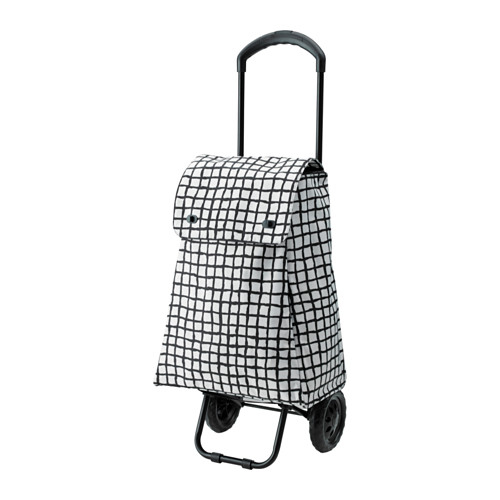 KNALLA Shopping bag on wheels black/white, IKEA