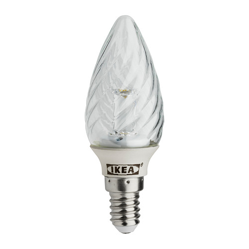 LEDARE LED žiarovka E14 IKEA Obsahuje diódy LED, ktoré spotrebujú o 85% menej energie a vydržia 20-krát dlhšie ako obyčajné žiarovky.   . 