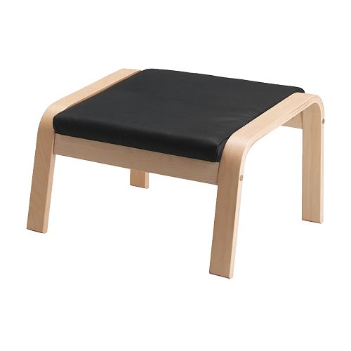 POÄNG Podnožka IKEA Jemná, odolná koža s jednoduchou starostlivosťou.  Rám vyrobený z lepenej ohýbanej brezy; veľmi silný a odolný materiál. 