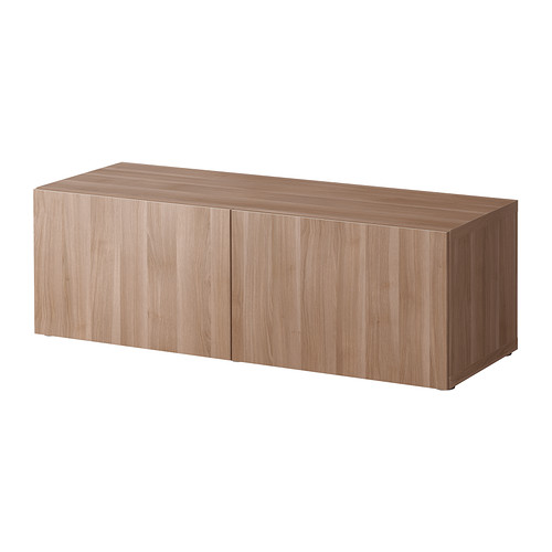 BESTÅ Shelf unit with doors Lappviken walnut effect light gray, 47 1/4x15 3/4x15 " IKEA