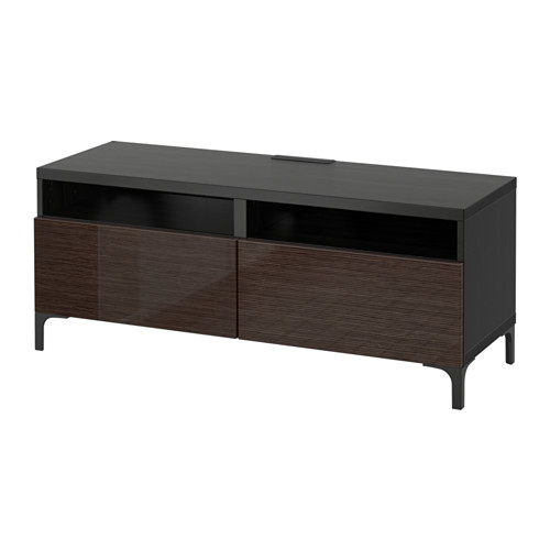 BESTÅ TV unit with drawers blackbrown/Selsviken highgloss/brown