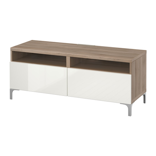 BESTÅ TV unit with drawers walnut effect light gray/Selsviken high