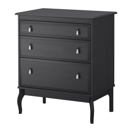 EDLAND 3 drawer chest, gray Width: 32 1/4 " Depth: 20 1/2 " Height: 37 3/8 "  Width: 82 cm Depth: 52 cm Height: 95 cm  