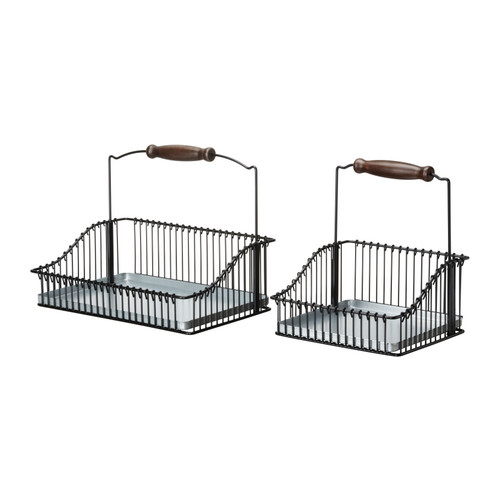 FINTORP Wire basket with handle, set of 2 IKEA Can be hung on FINTORP rail using FINTORP hooks, or kept freestanding on the table.