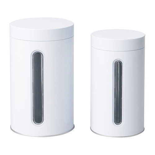 Ikea Kitchen Storage Tin Bin Set of 2 for Food White New eBay