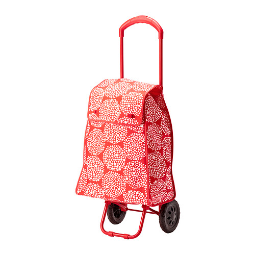 KNALLA Shopping bag with wheels red/white, IKEA