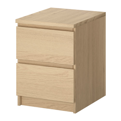 MALM Chest with 2 drawers white stained oak veneer, 15 3/4x21 5/8