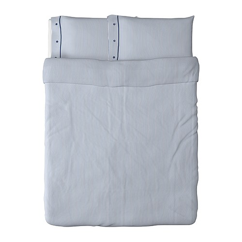 NYPONROS Duvet cover and pillowcase(s) white/blue Duvet cover length: 86 " Duvet cover width: 86 " Pillowcase length: 20 " Pillowcase width: 30 "  Duvet cover length: 218 cm Duvet cover width: 218 cm Pillowcase length: 51 cm Pillowcase width: 76 cm  
