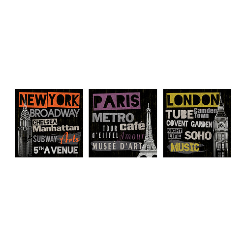 Ikea Wall Decor City Poster Picture Canvas Print Set of 3 New York