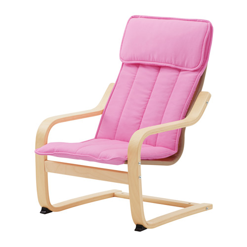 POÄNG Children's armchair birch veneer/Almås pink IKEA