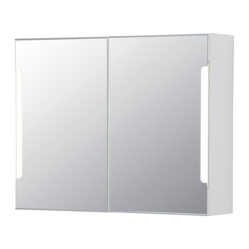 STORJORM Mirror cabinet w/2 doors & light IKEA The LED light source consumes up to 85% less energy and lasts 20 times longer than incandescent bulbs. 