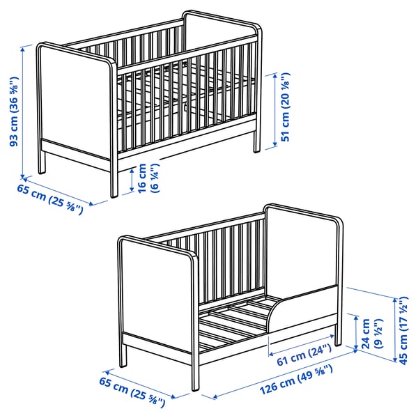 ÄLSKVÄRD مهد, بتولا/أبيض, 60x120 سم