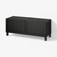 BESTÅ طاولة تلفزيون مع أبواب, أسود-بني/Hanviken/Stubbarp أسود-بني, ‎120x42x48 سم‏