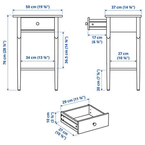 BLÄSTÅSEN طاولة سرير جانبية, أبيض, 50x37x76 سم