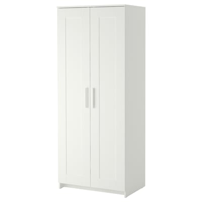 BRIMNES دولاب ملابس مع بابين, أبيض, ‎78x190 سم‏