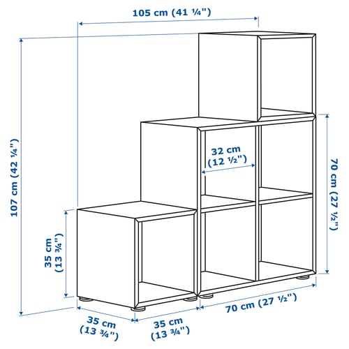 EKET تشكيلة خزانات بأرجل, أبيض/بني شكل خشب الجوز, 105x35x107 سم