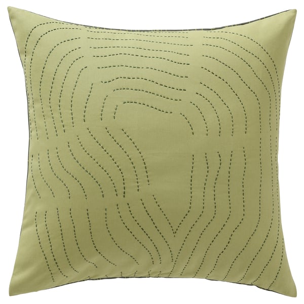 FRÖDD غطاء وسادة, أخضر/تطريز, ‎50x50 سم‏