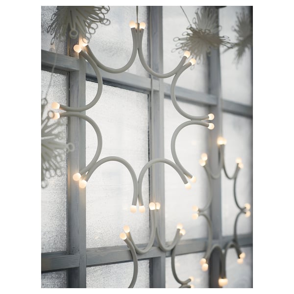 FRÖJDA مصباح معلّق, يعمل بالبطارية أبيض, 33 سم