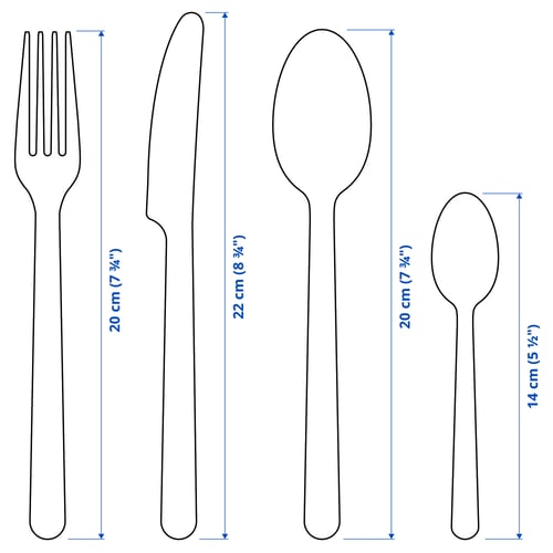 IKEA 365+ طقم أدوات تناول الطعام 24 قطعة., ستينلس ستيل