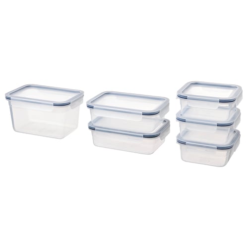IKEA 365+ حافظة طعام بغطاء، طقم من ٦ قطع, بلاستيك