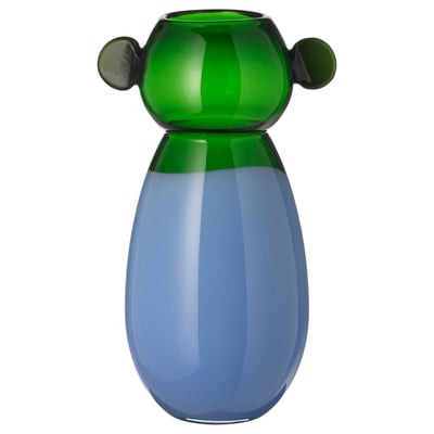 IKEA PS 2026 مزهرية, زجاج/أزرق/ أخضر, 38 سم