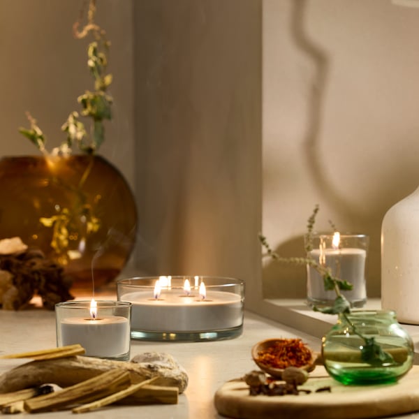 LOTSFÅGEL شمعة معطرة في كأس, خشب صندل وباتشولي بني, 40 س