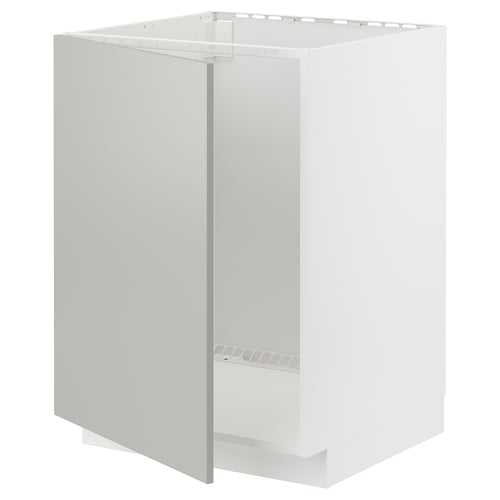 METOD خزانة قاعدة للحوض, أبيض/Havstorp رمادي فاتح, 60x60 سم