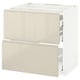 METOD / MAXIMERA خزانة قاعدة لموقد/2 واجهات/3 أدراج, أبيض/Voxtorp بيج فاتح لامع, ‎80x60 سم‏