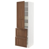 METOD / MAXIMERA خزانة عالية+أرفف/4أدراج/باب/2, أبيض Enköping/بني شكل خشب الجوز, ‎60x60x200 سم‏