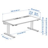 MITTZON مكتب متغيّر الارتفاع, كهربائي قشرة دردار لون أسود/أسود أبيض, ‎140x60 سم‏