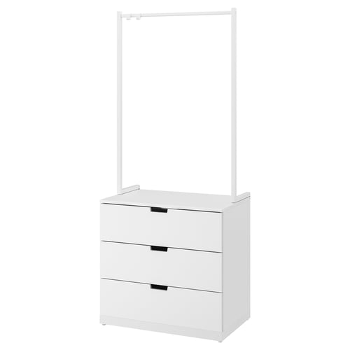 NORDLI خزانة بـ 3 أدراج, أبيض, 80x192 سم